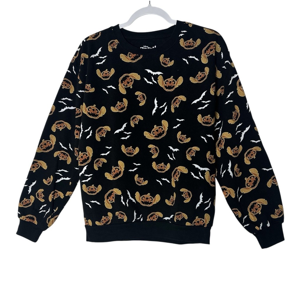 Disney Stitch Large 11/13 Pumpkin Jack o lantern Bat Sweatshirt Halloween